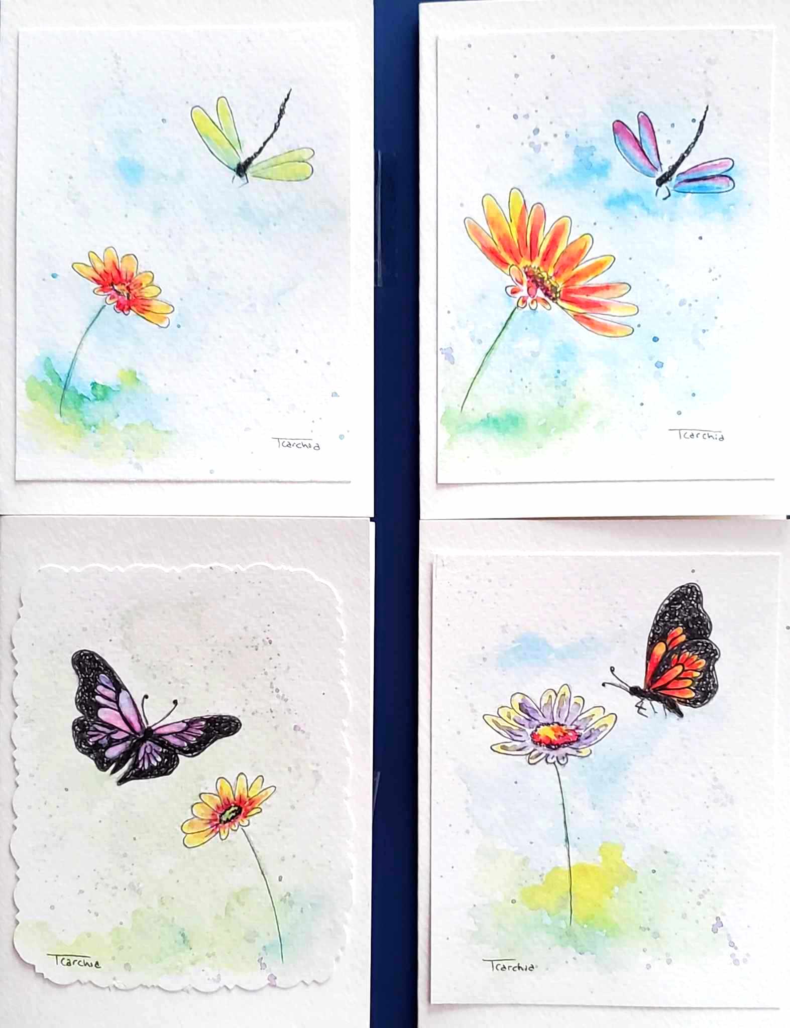four greeting cards