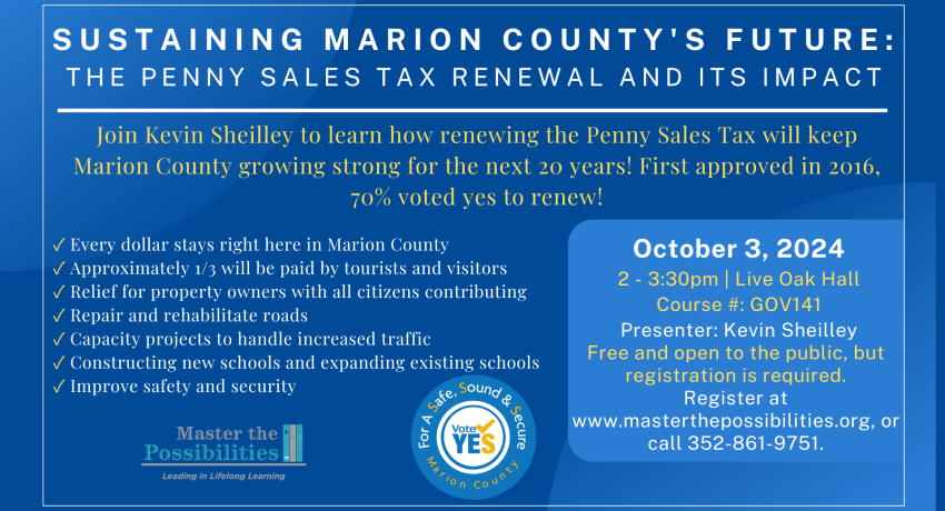 Marion County Vote Yes for Penny Sales Tax Lecture Promo Image