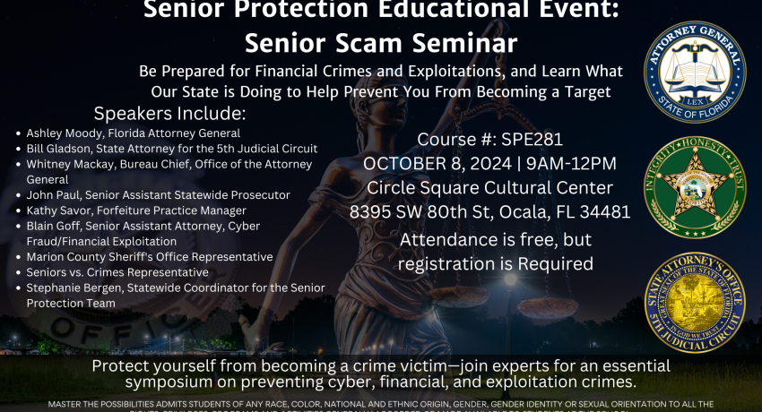 Senior Protection Education Event:  Senior Scam Seminar Promo Image