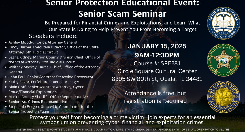 Senior Protection Education Event:  Senior Scam Seminar Promo Image