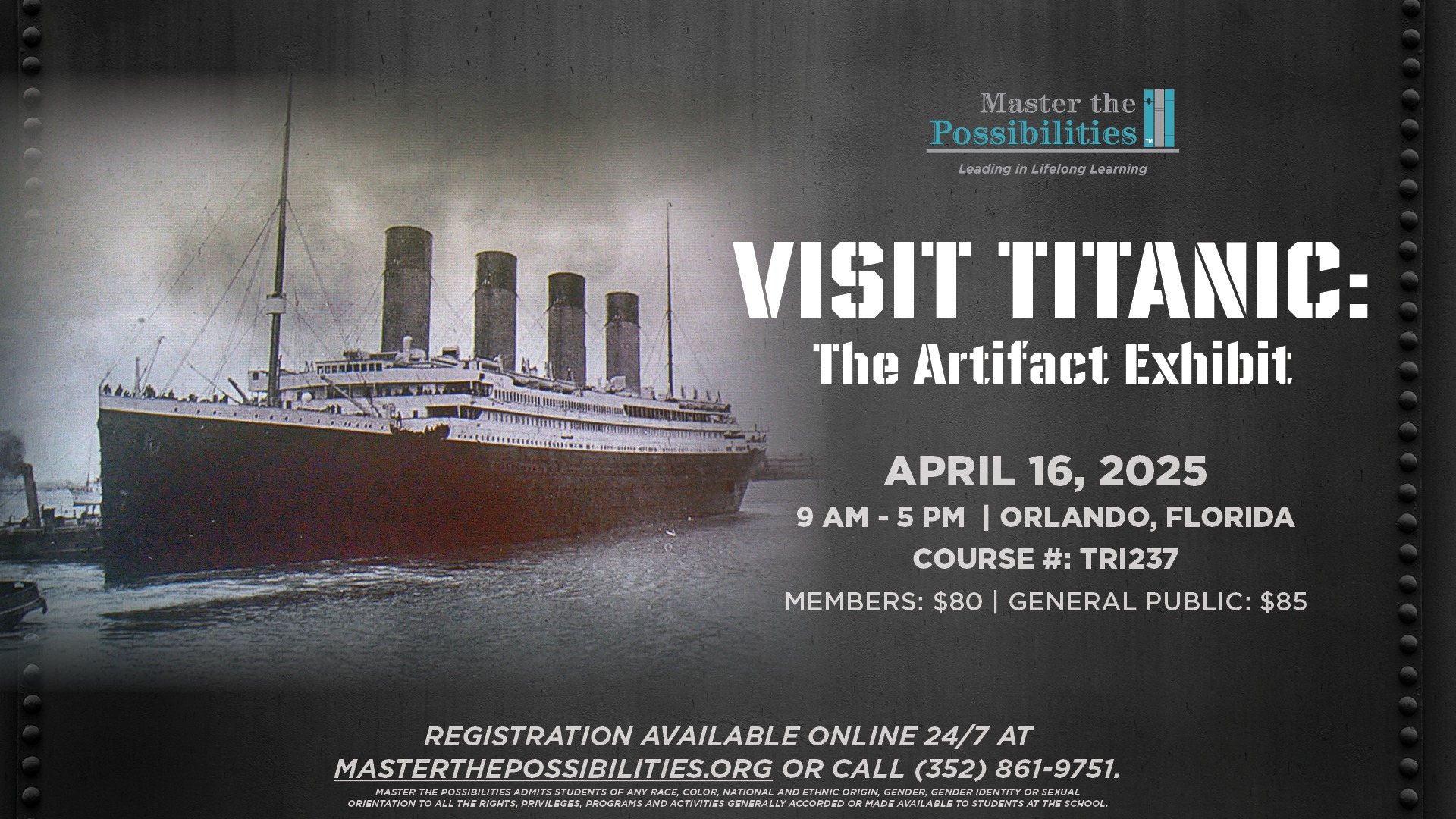 Visit Titanic: The Artifact Exhibit Promo Image