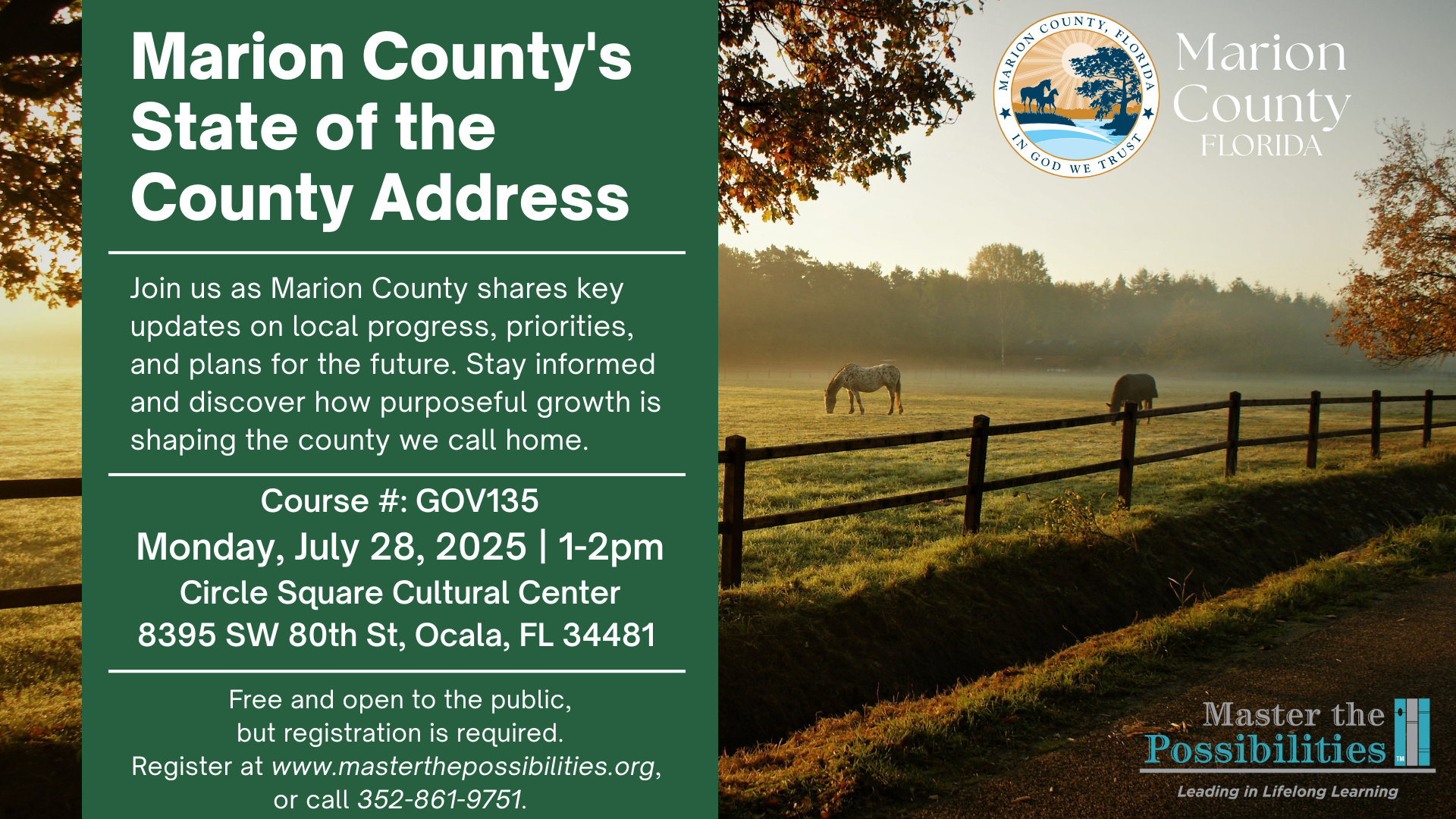 Marion County's State of the County Address-Progress with Purpose: Chairman State of Marion County 2025 Promo Image