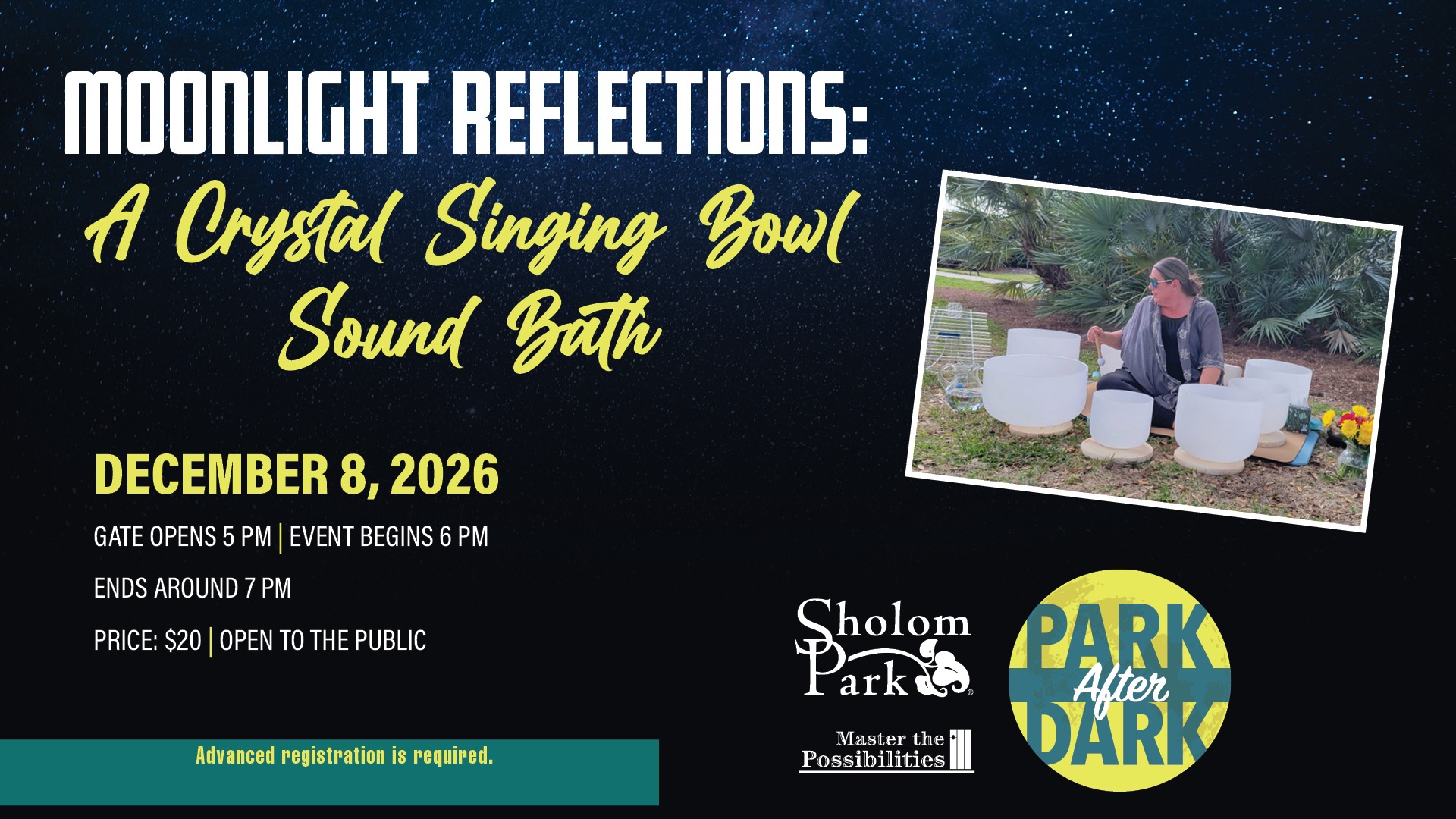 Park After Dark Moonlight Reflections: A Crystal Singing Bowl Sound Bath Promo Image